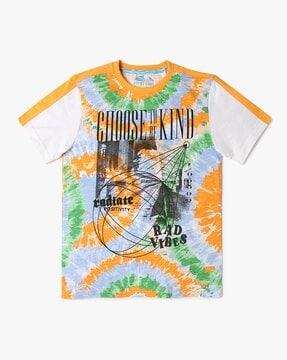 boys tie & dye slim fit crew-neck t-shirt