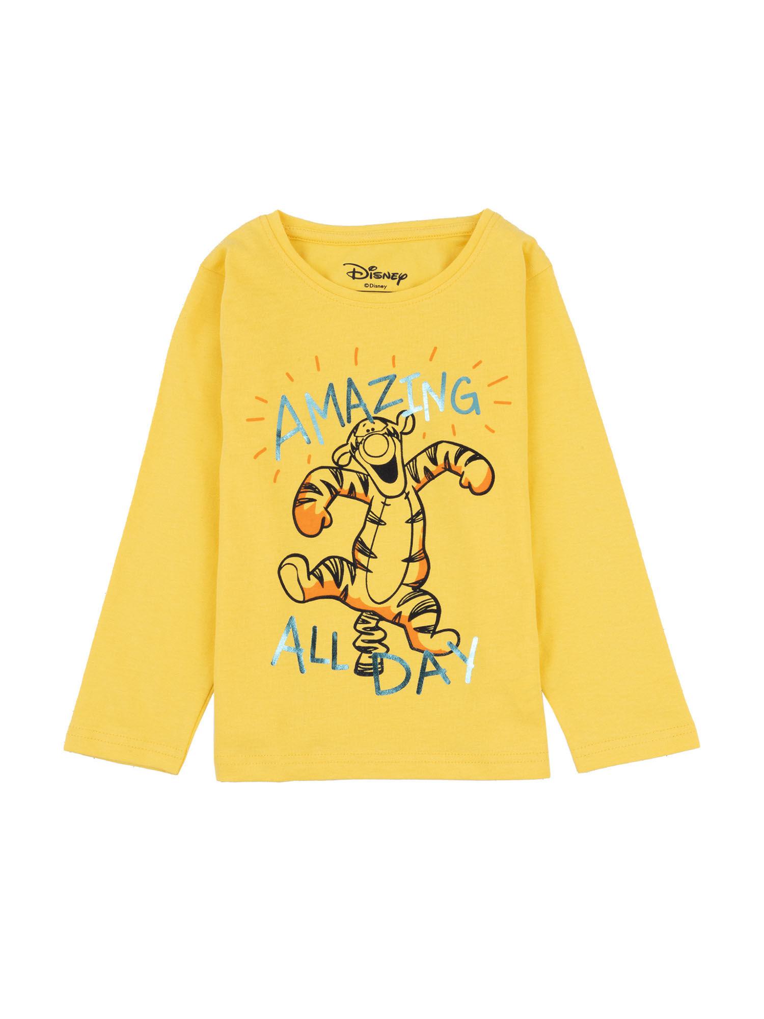 boys tigger amazing all day foil printed cotton full sleeve yellow t-shirt