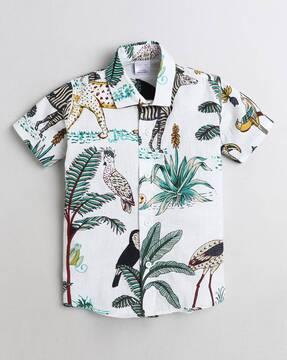 boys tropical print regular fit shirt