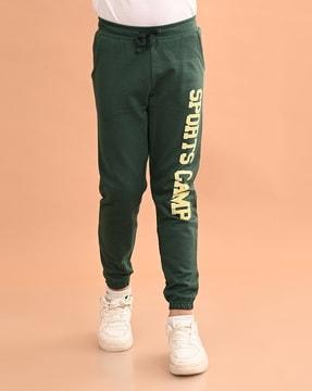boys typographic print ankle-length joggers