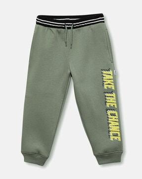 boys typographic print joggers with drawstring waist