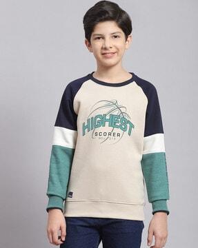 boys typographic print regular fit crew-neck sweatshirt