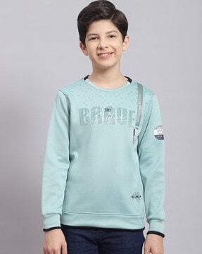 boys typographic print regular fit crew-neck sweatshirt