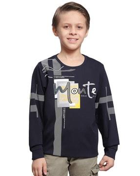 boys typographic print regular fit crew-neck t-shirt