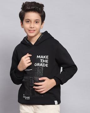 boys typographic print regular fit hoodie
