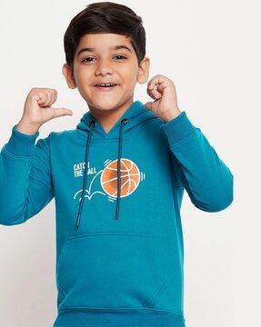 boys typographic print regular fit hoodie