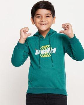 boys typographic print regular fit hoodie