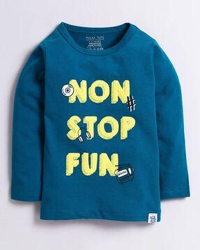 boys typographic print regular fit t-shirt