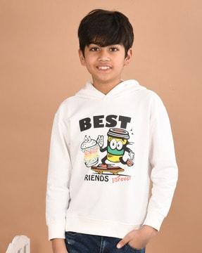 boys typographic print relaxed fit hooded hoodie