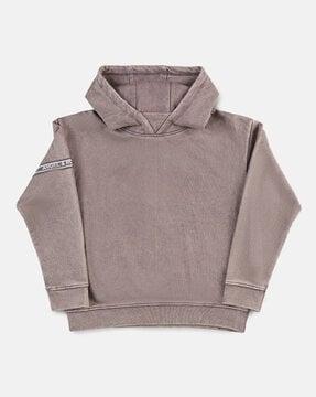 boys typographic slim fit sweatshirt with hoodie
