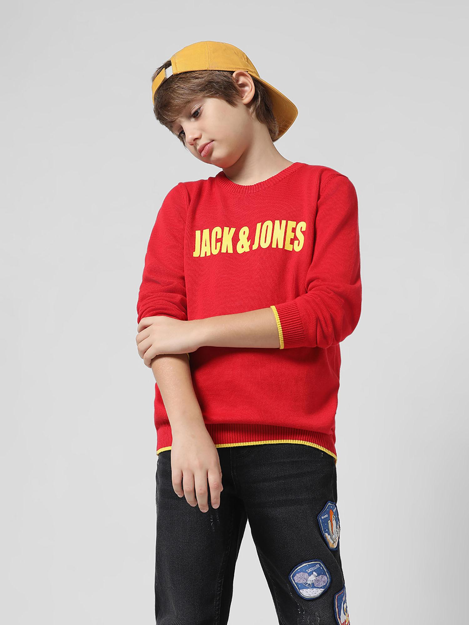boys typography red sweater