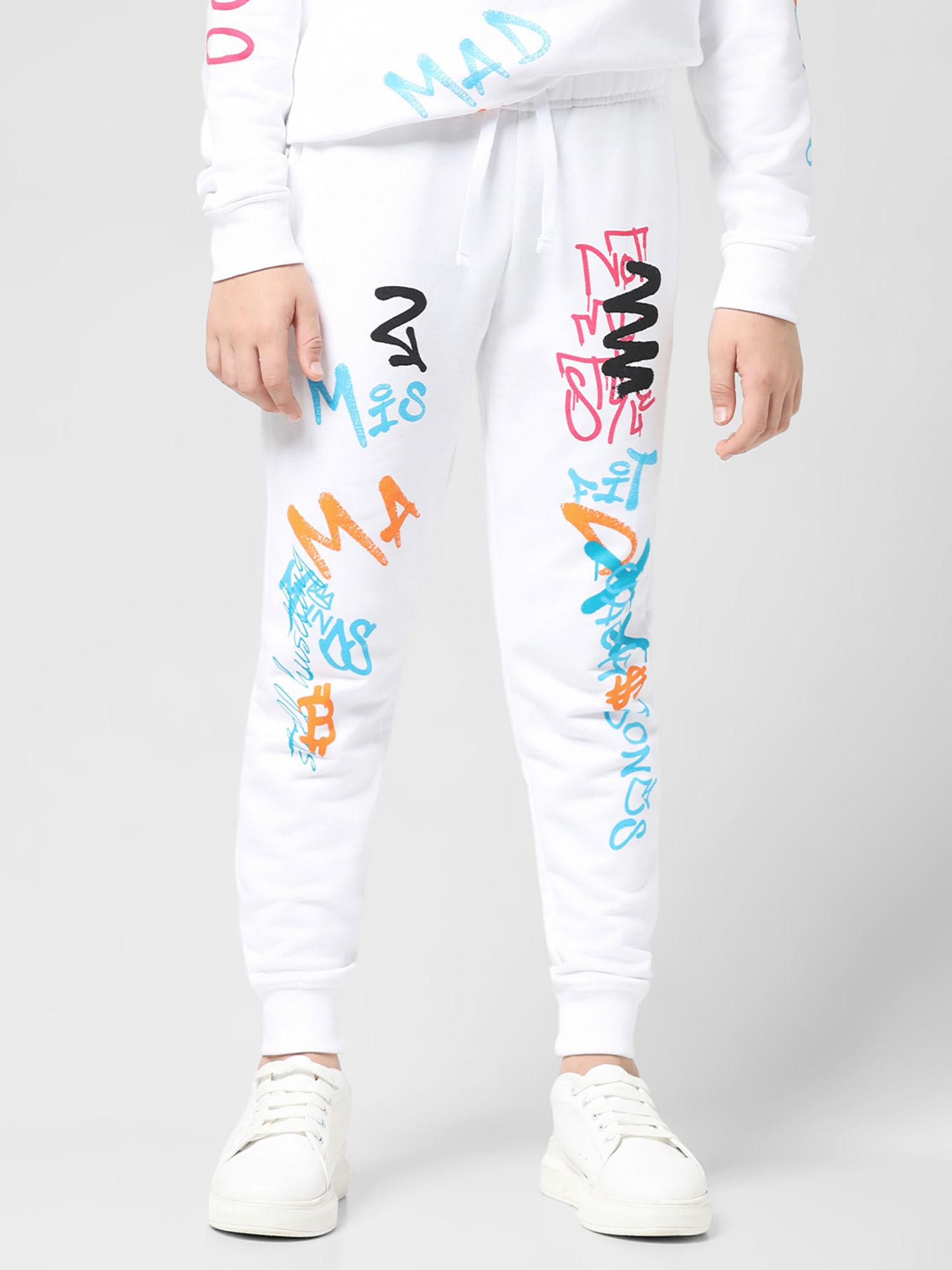 boys typography white joggers