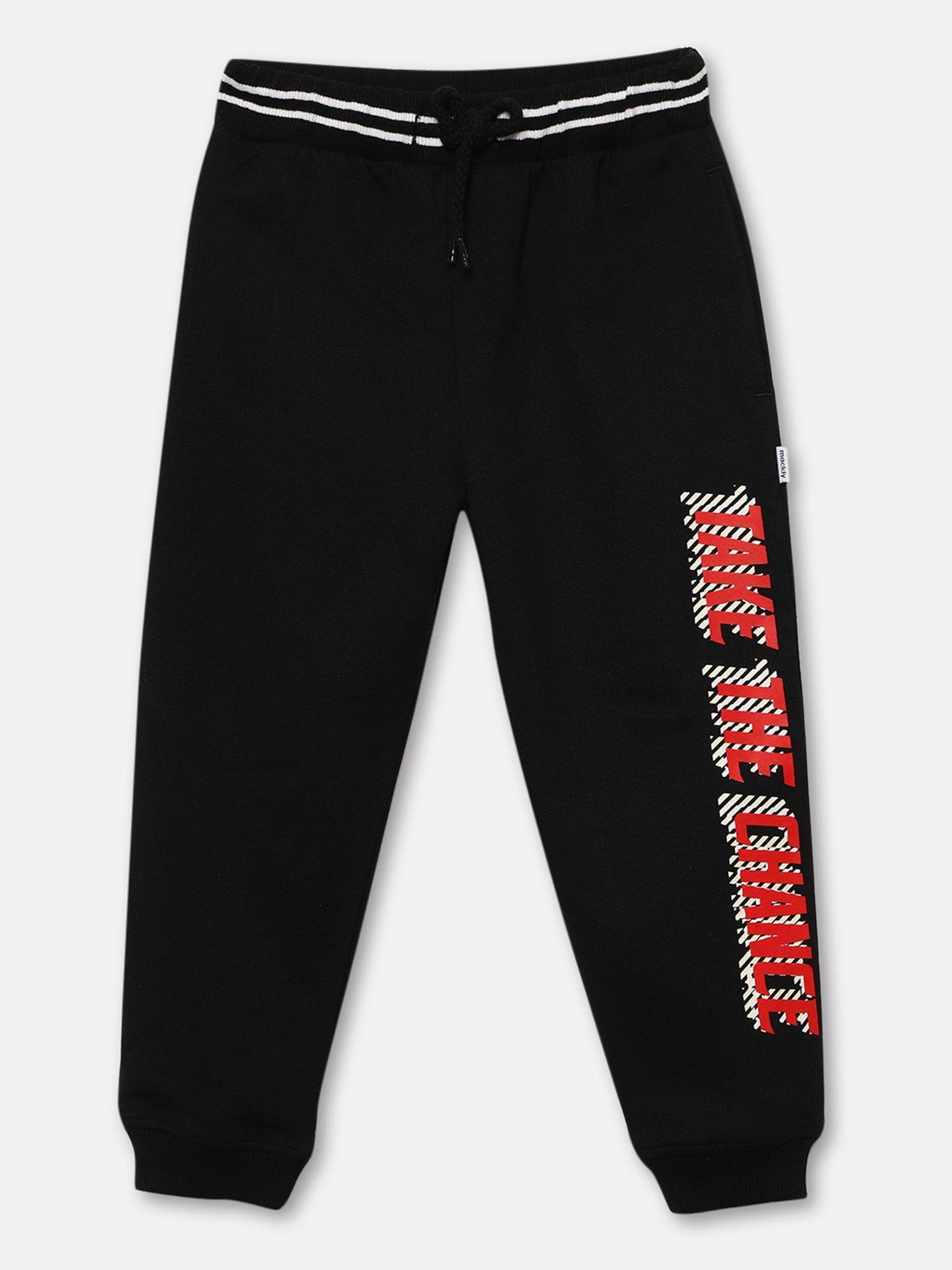 boys typography winter joggers pants black