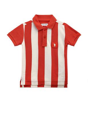 boys vertical stripe cotton polo shirt