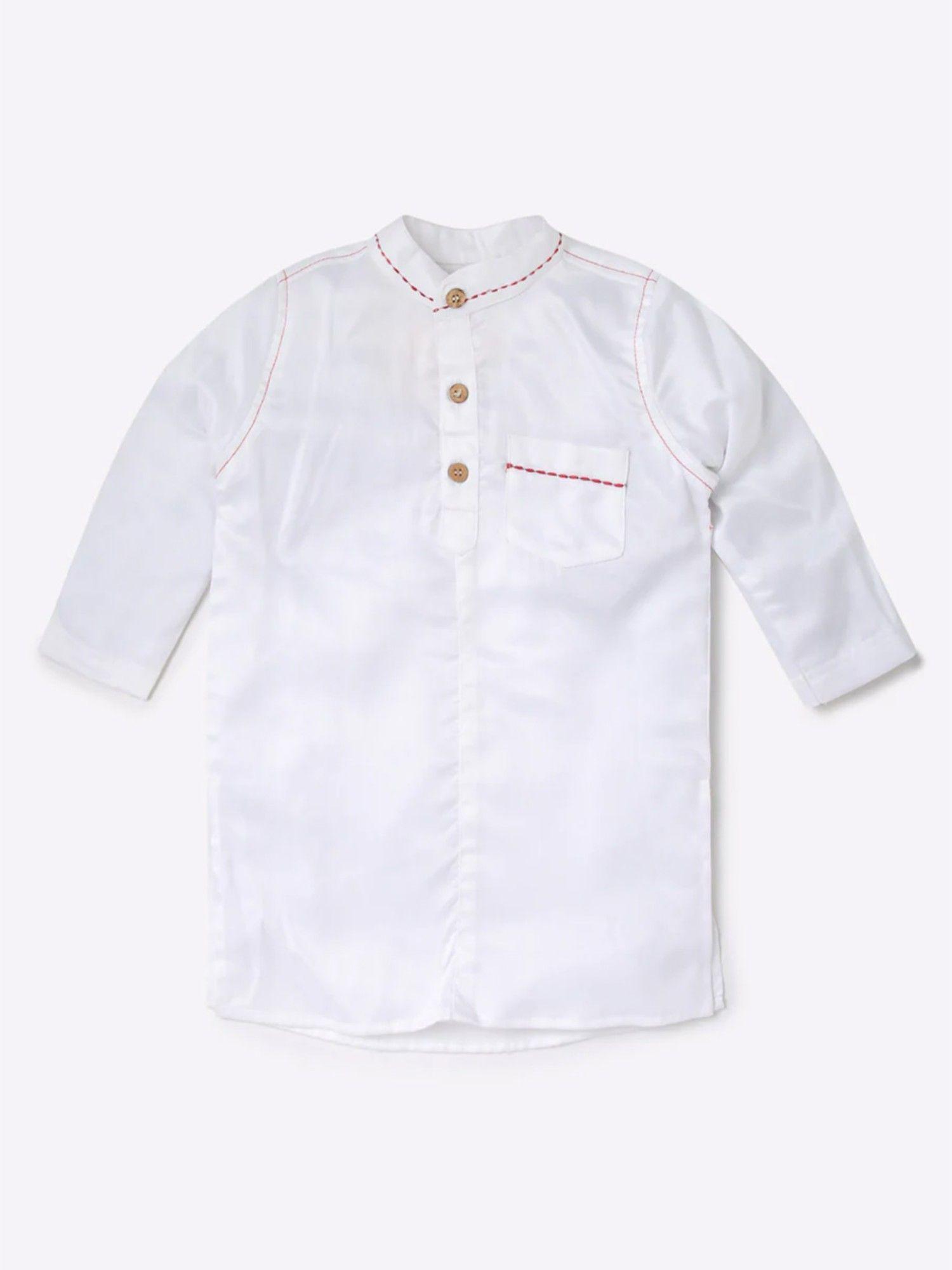 boys white 100 percent cotton kurta