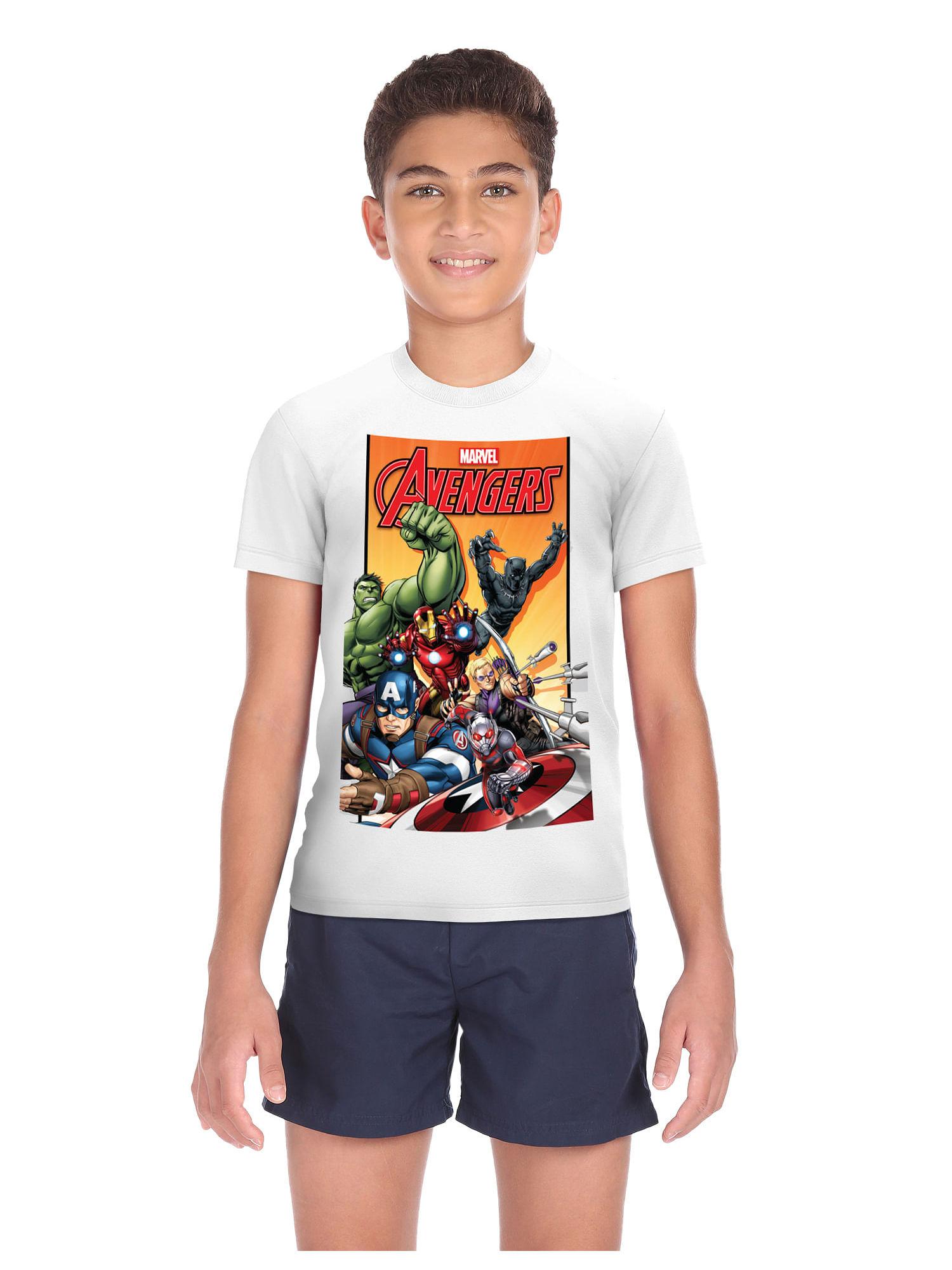 boys white avengers graphic print cotton t-shirt