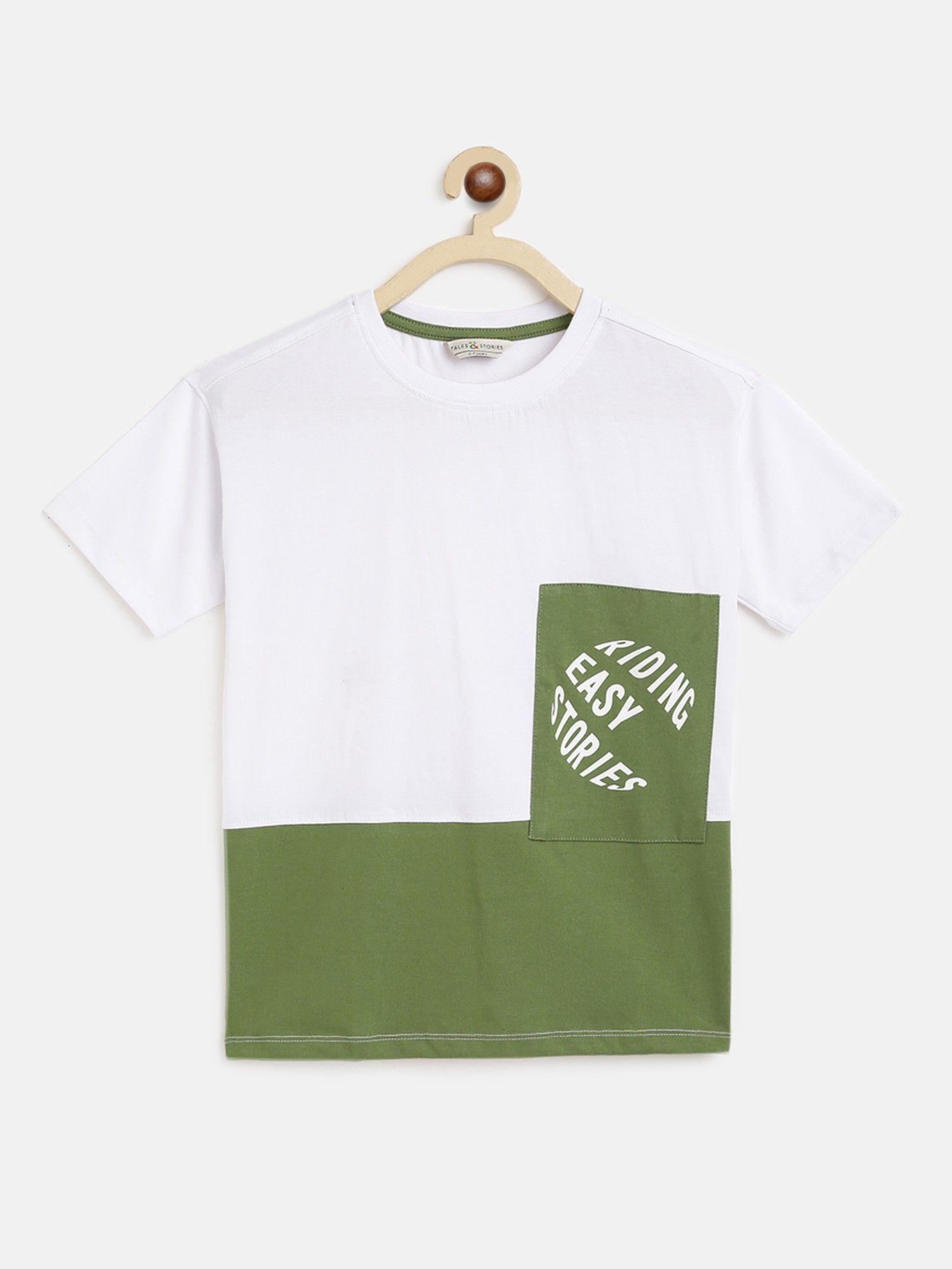 boys white cotton printed t-shirt