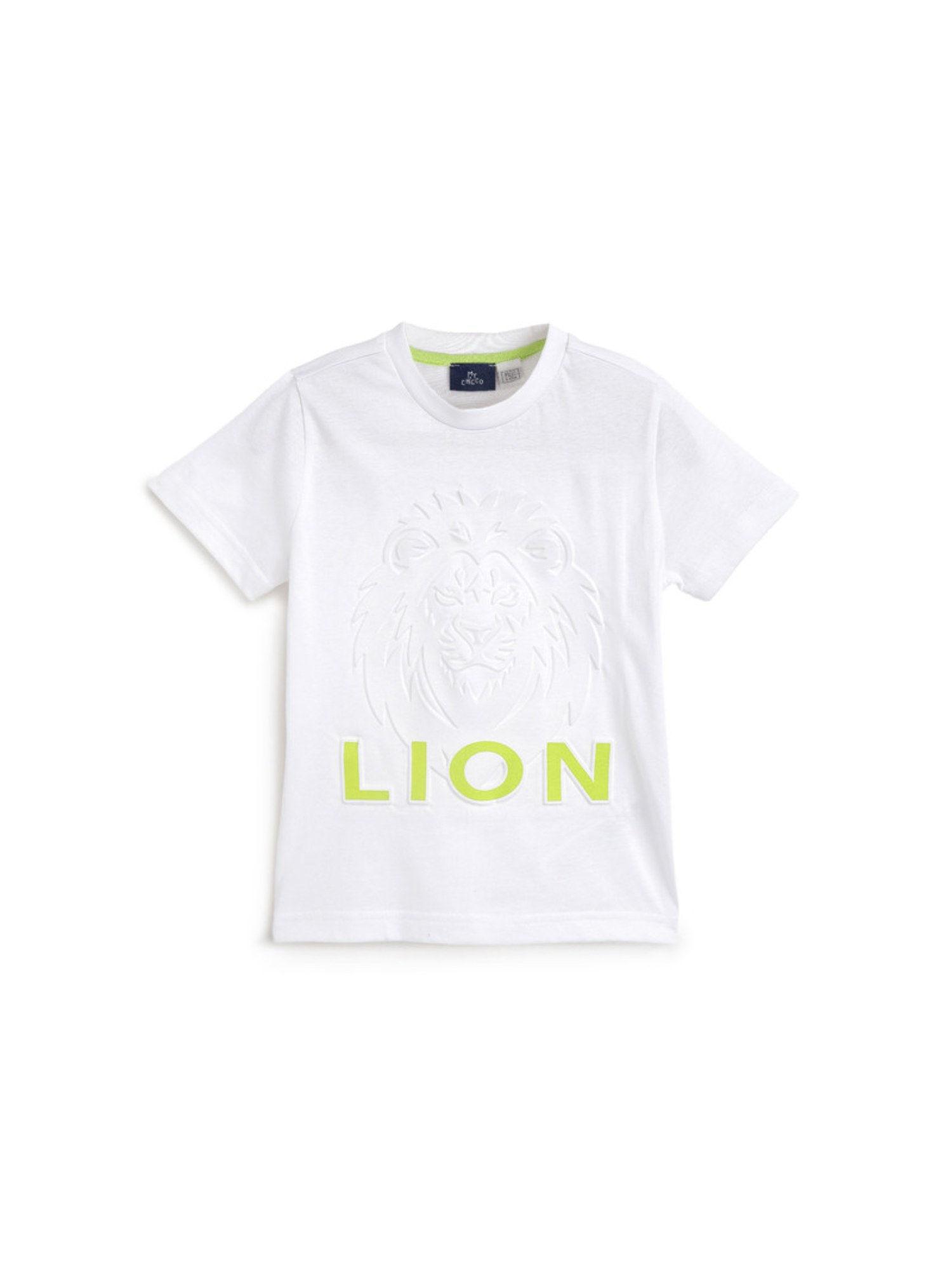 boys white printed knitted t-shirt