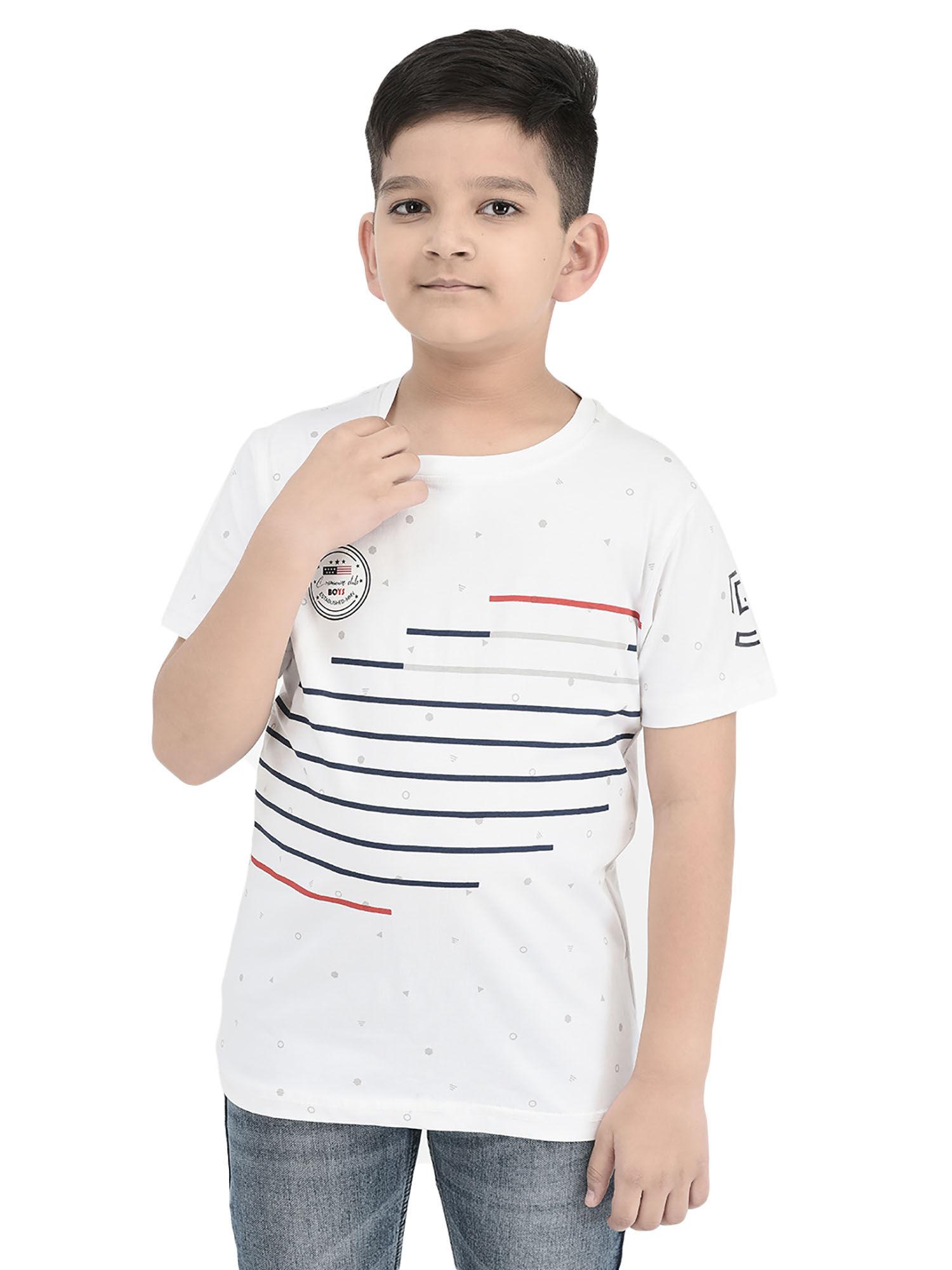 boys white printed t-shirt