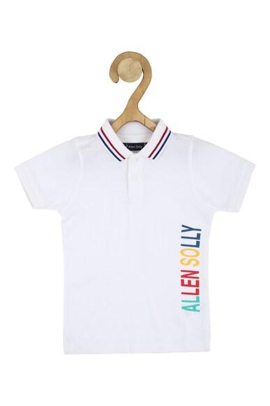 boys white regular fit graphic print polo neck t-shirt