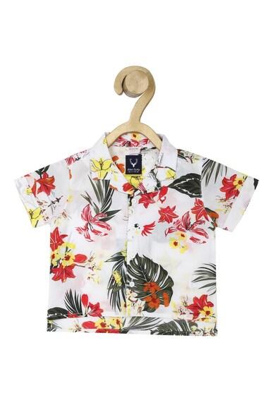 boys white regular fit print casual shirt