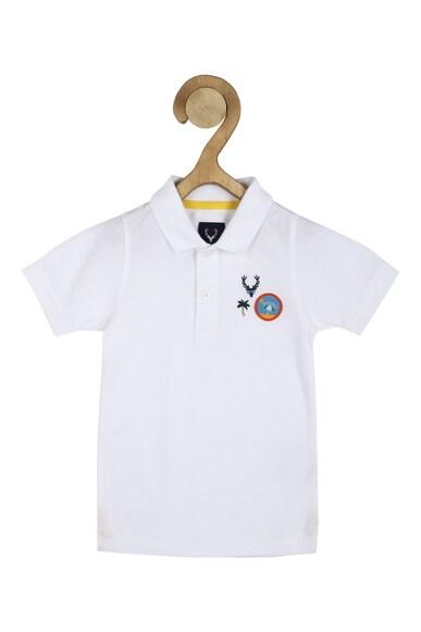 boys white regular fit solid polo neck t-shirt