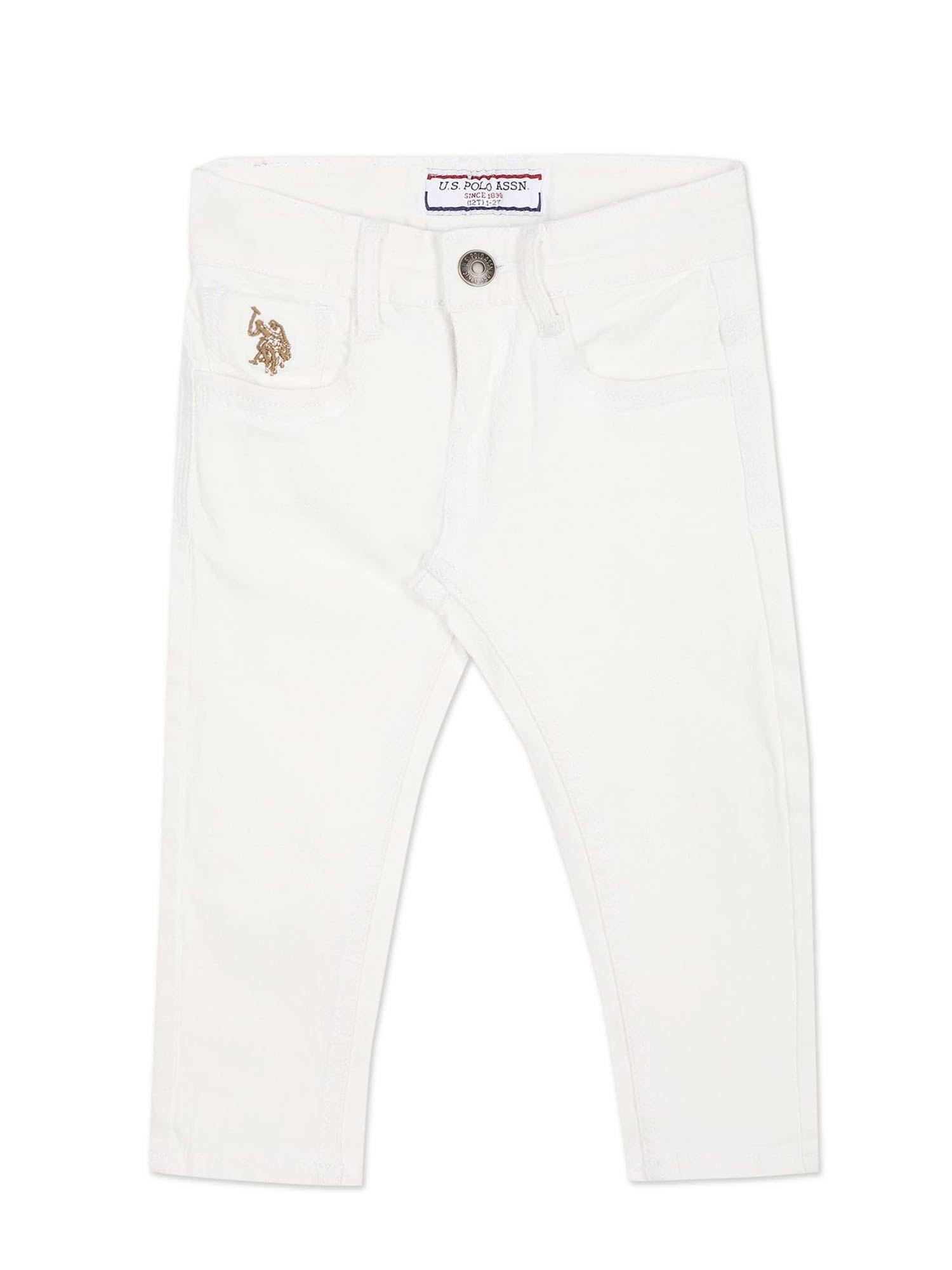 boys white solid brandon slim fit jeans