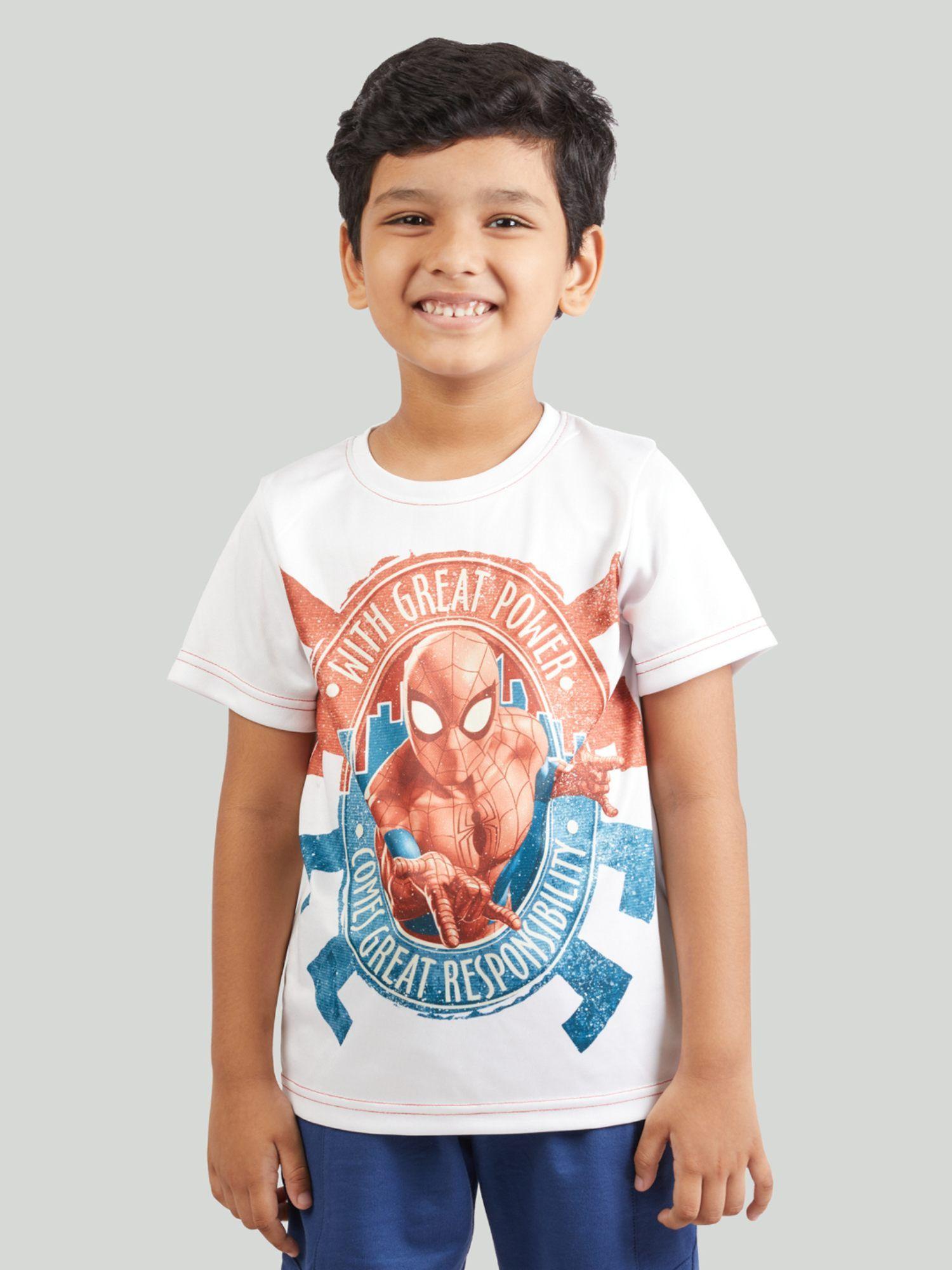 boys white spiderman printed t-shirt