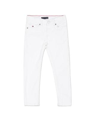 boys white twill weave slim fit jeans