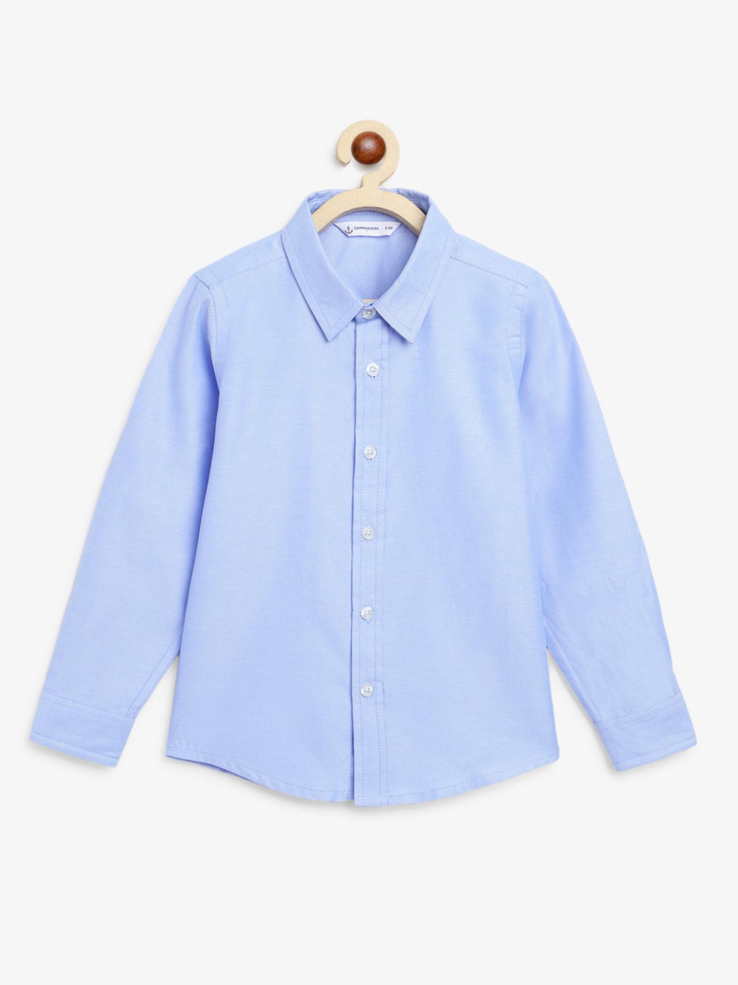 boys wilson regular fit full sleeves cotton oxford shirt - blue