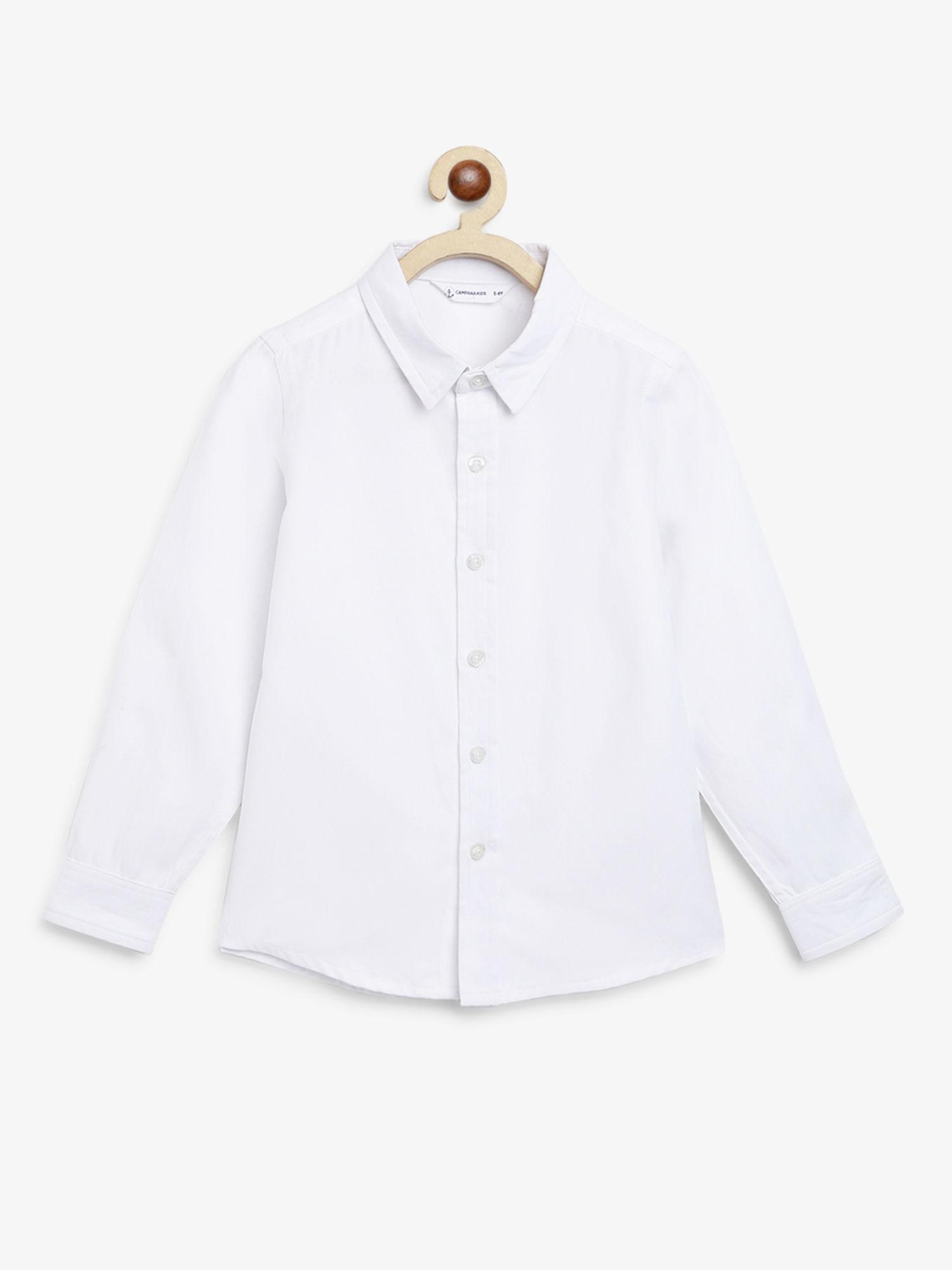 boys wilson regular fit full sleeves cotton oxford shirt - white
