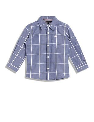 boys windowpane check cotton shirt