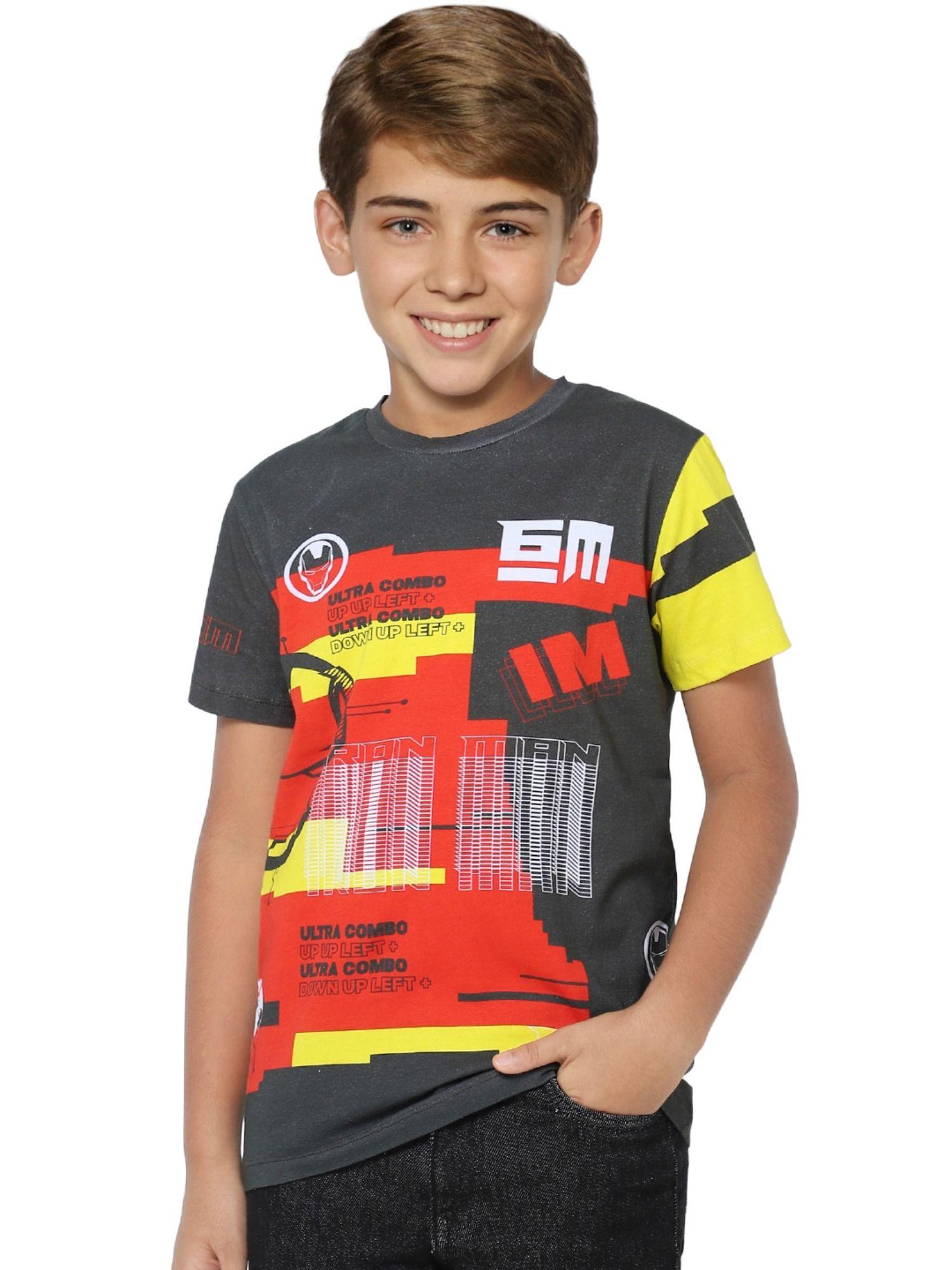 boys x marvel black iron man crew neck t-shirt