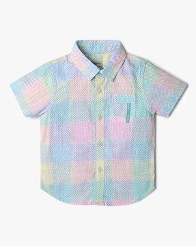 boys yarn-dyed checked regular fit shirt