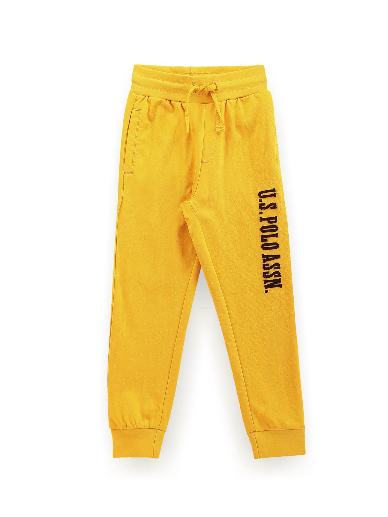 boys yellow brand print joggers