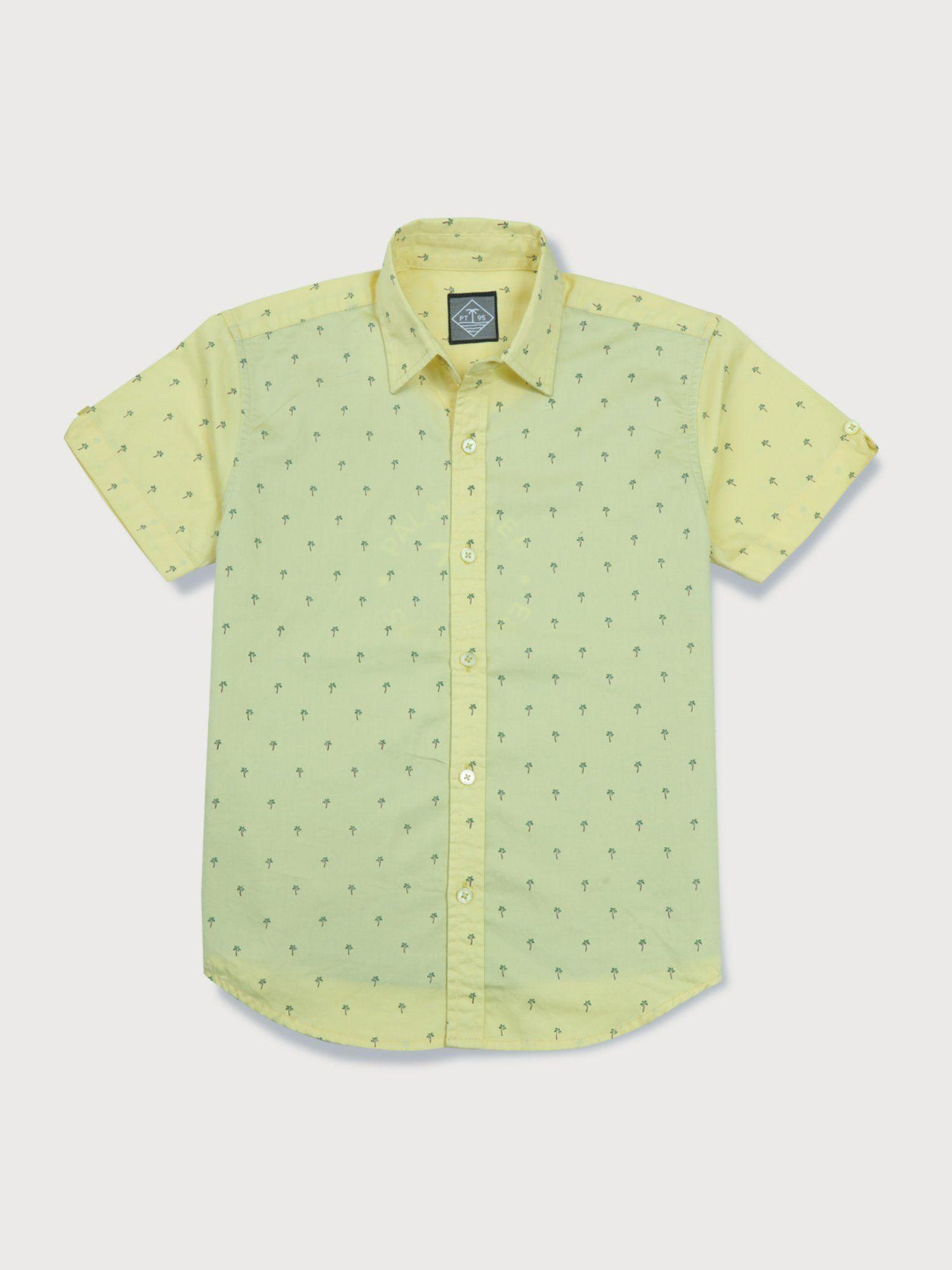 boys yellow cotton printed shirt