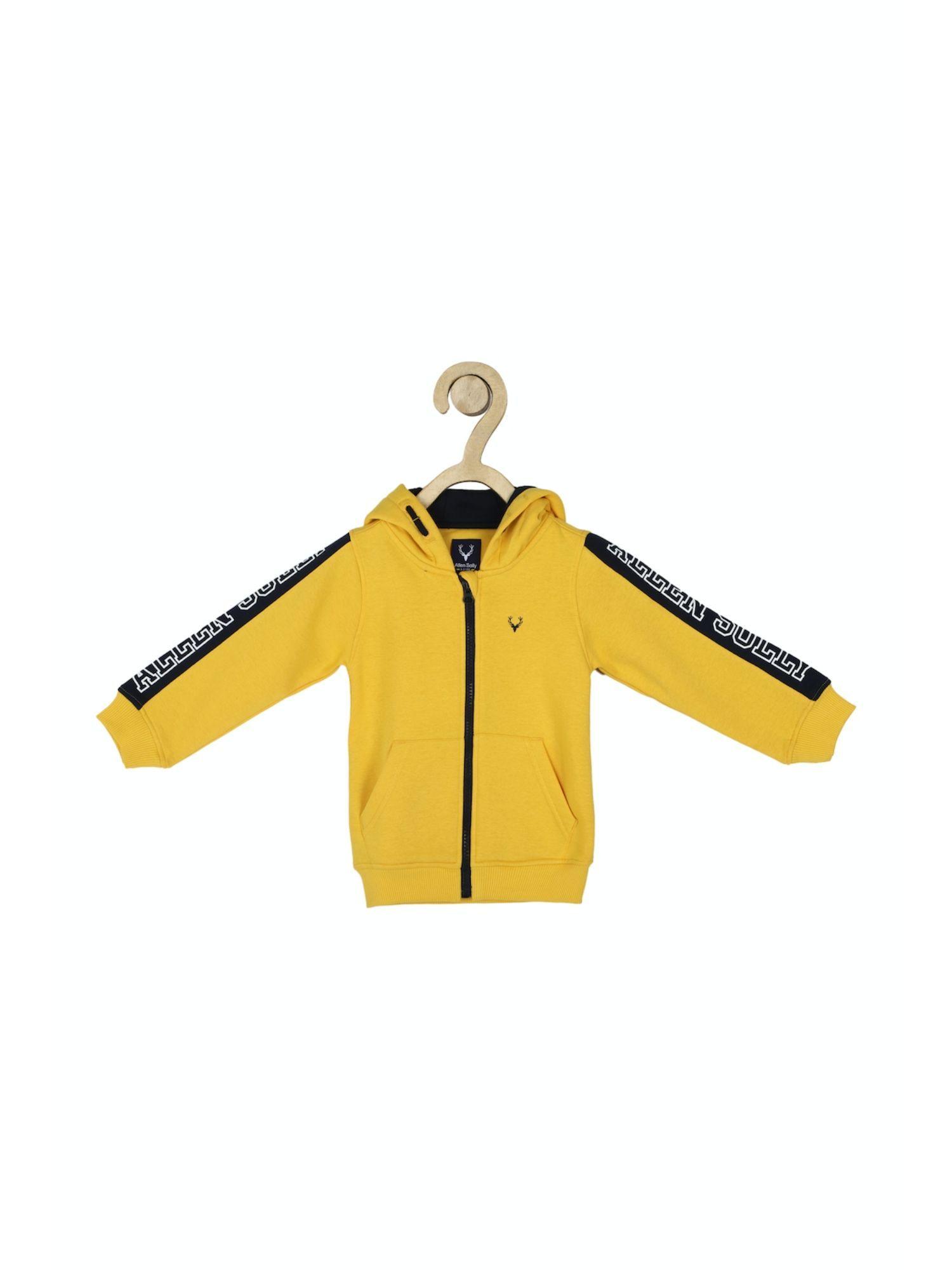 boys yellow printed regular fit hoodie