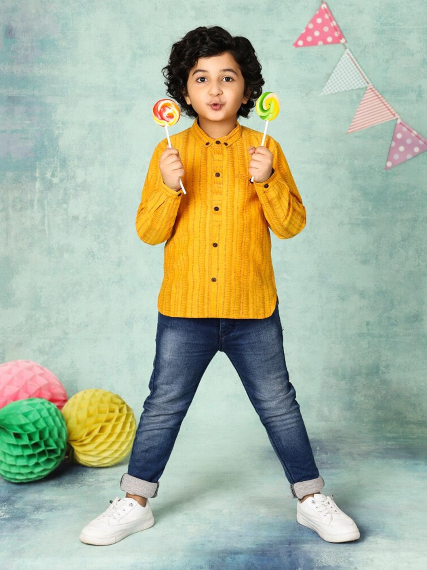 boys yellow printed shirt