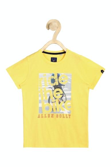 boys yellow regular fit graphic print crew neck t-shirt