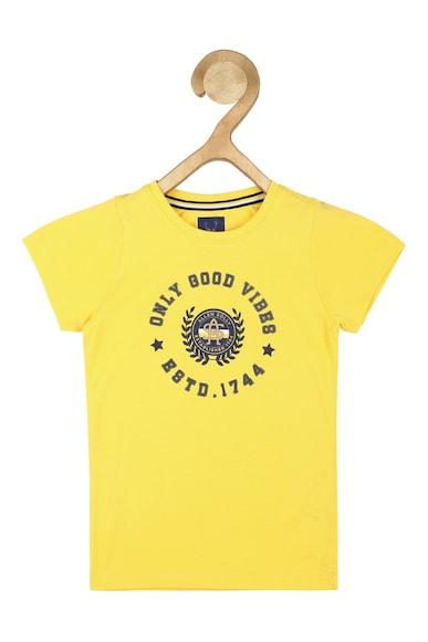 boys yellow regular fit graphic print crew neck t-shirt