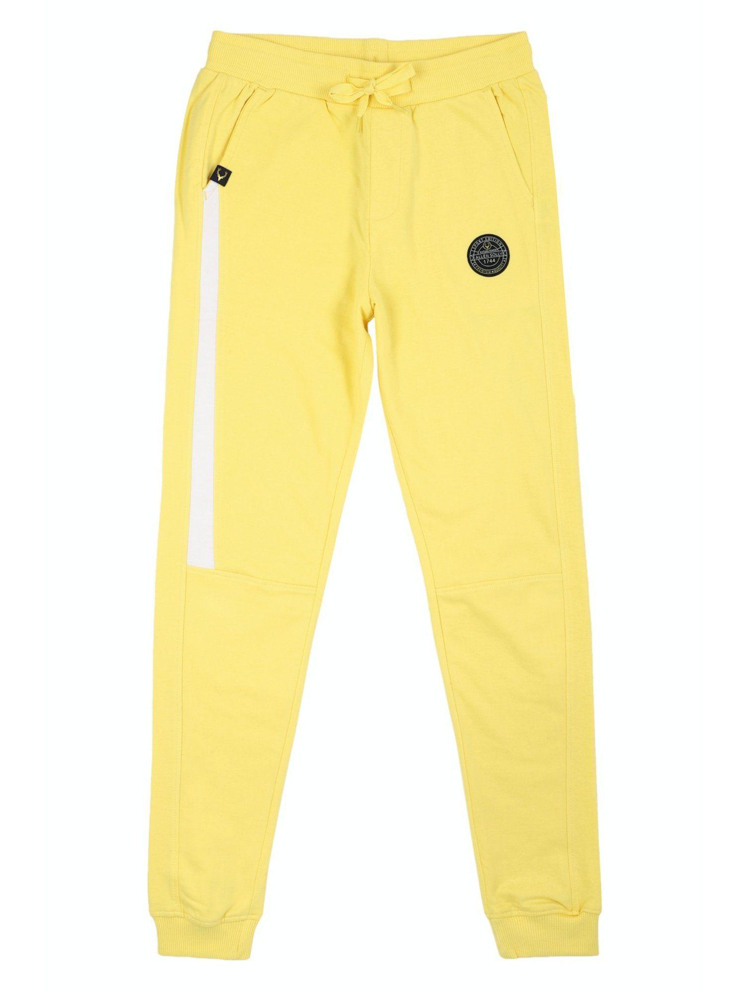 boys yellow regular fit patterned jogger pants