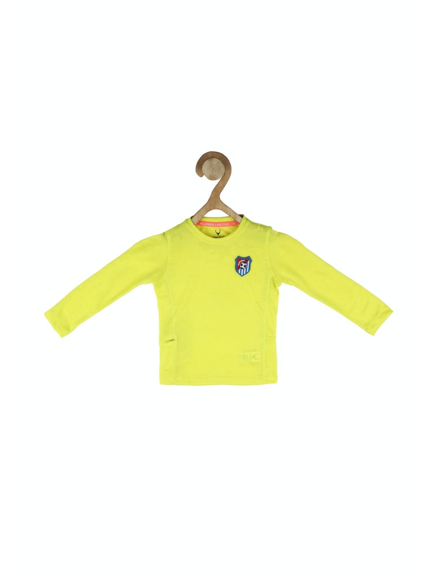 boys yellow regular fit solid crew neck t-shirt