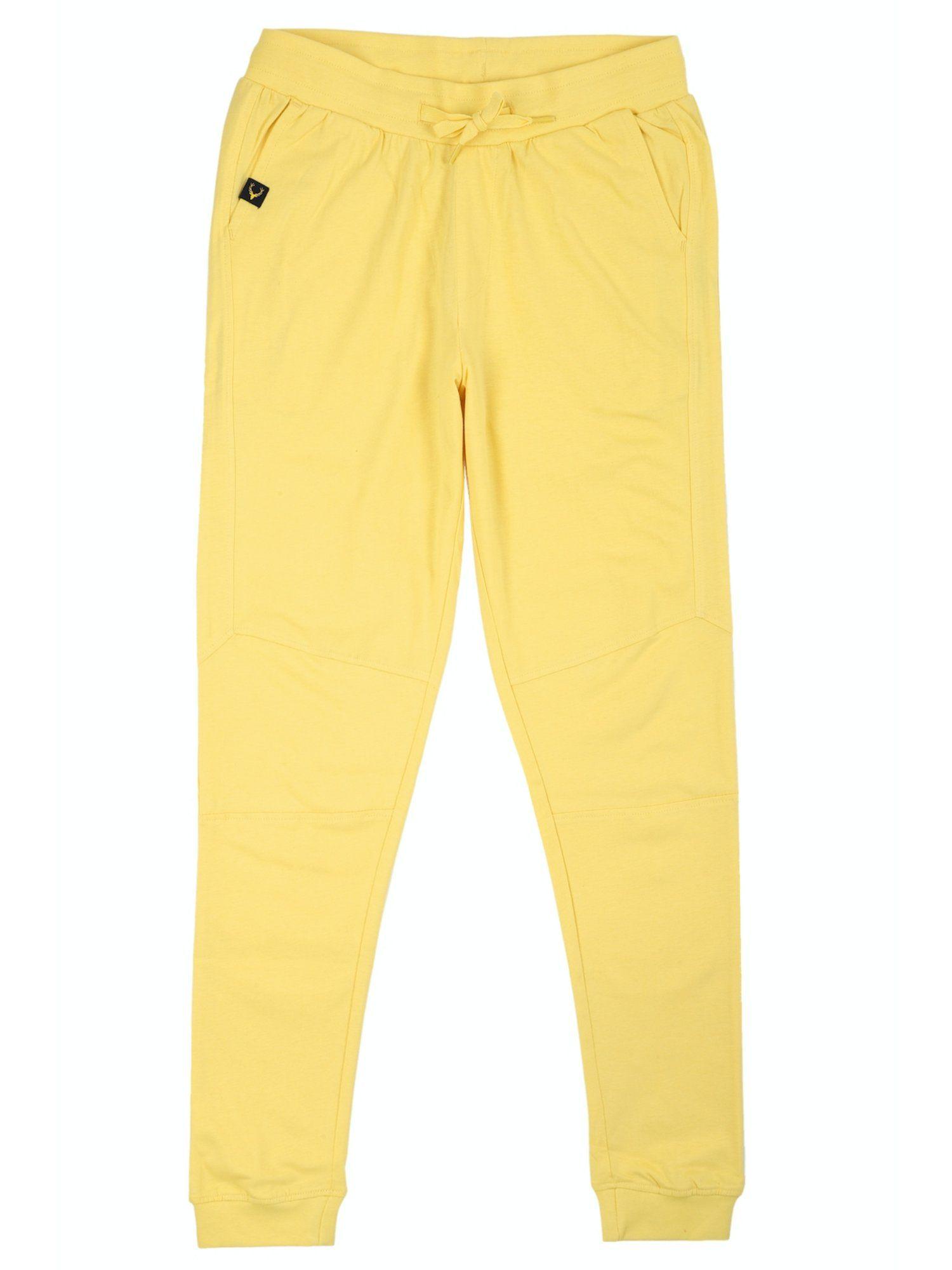 boys yellow regular fit solid jogger pants