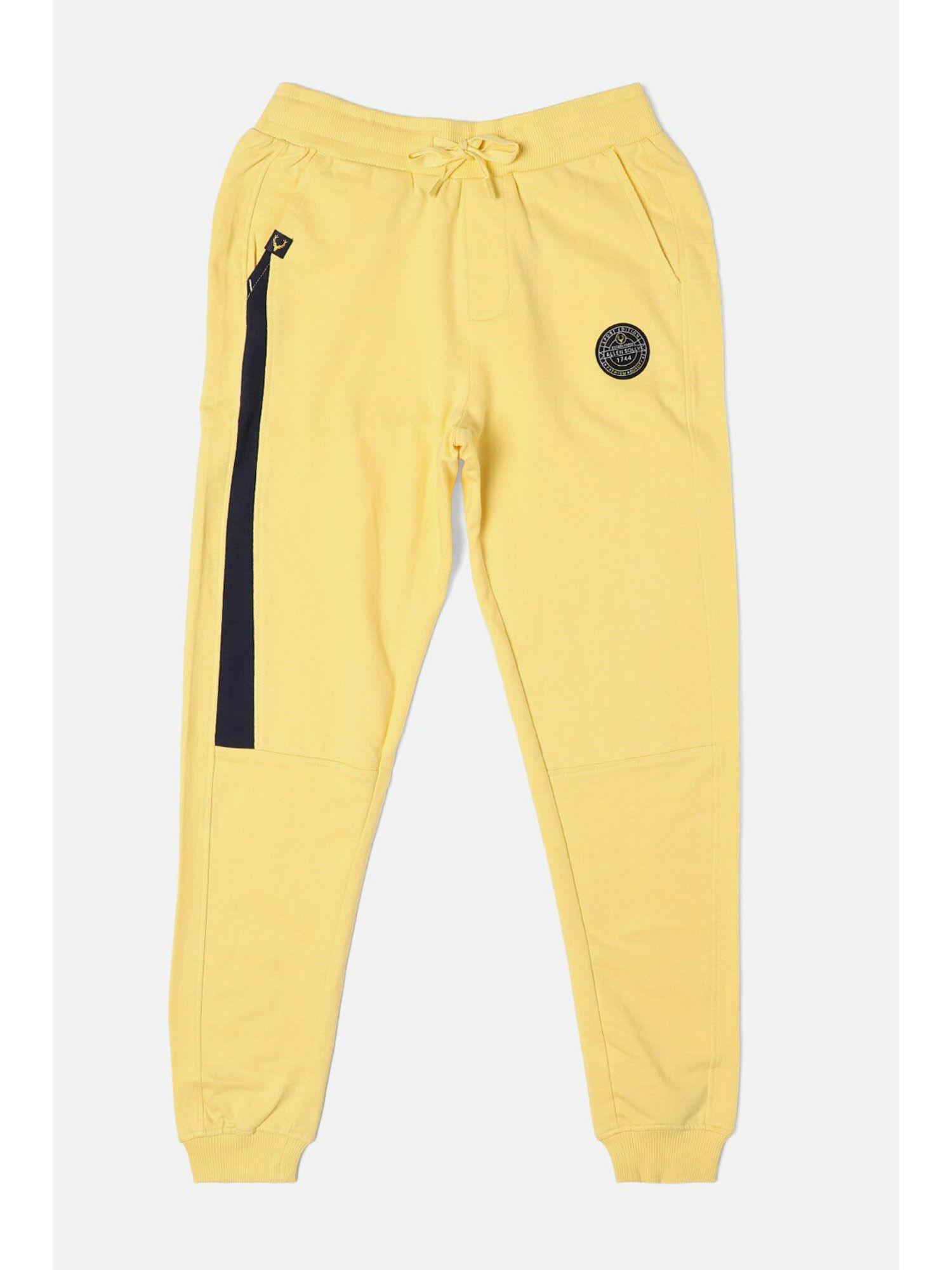 boys yellow regular fit solid jogger pants