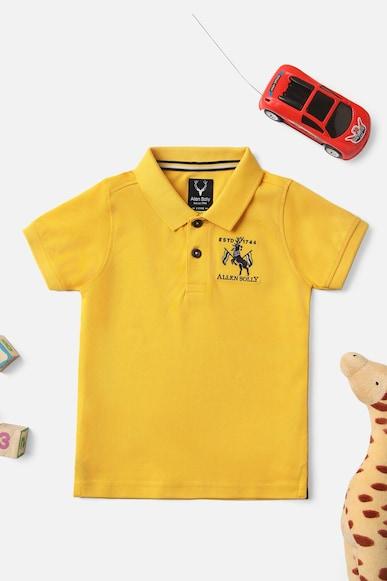 boys yellow regular fit solid polo neck t-shirt