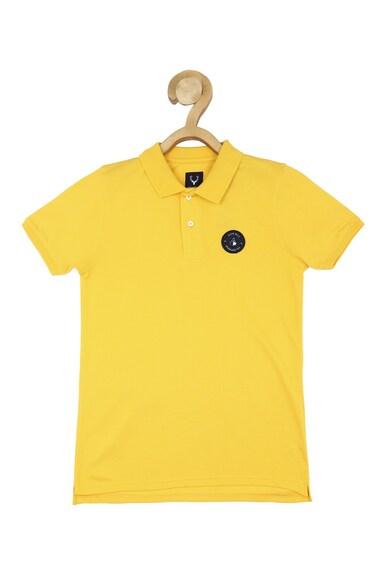 boys yellow regular fit solid polo neck t-shirt