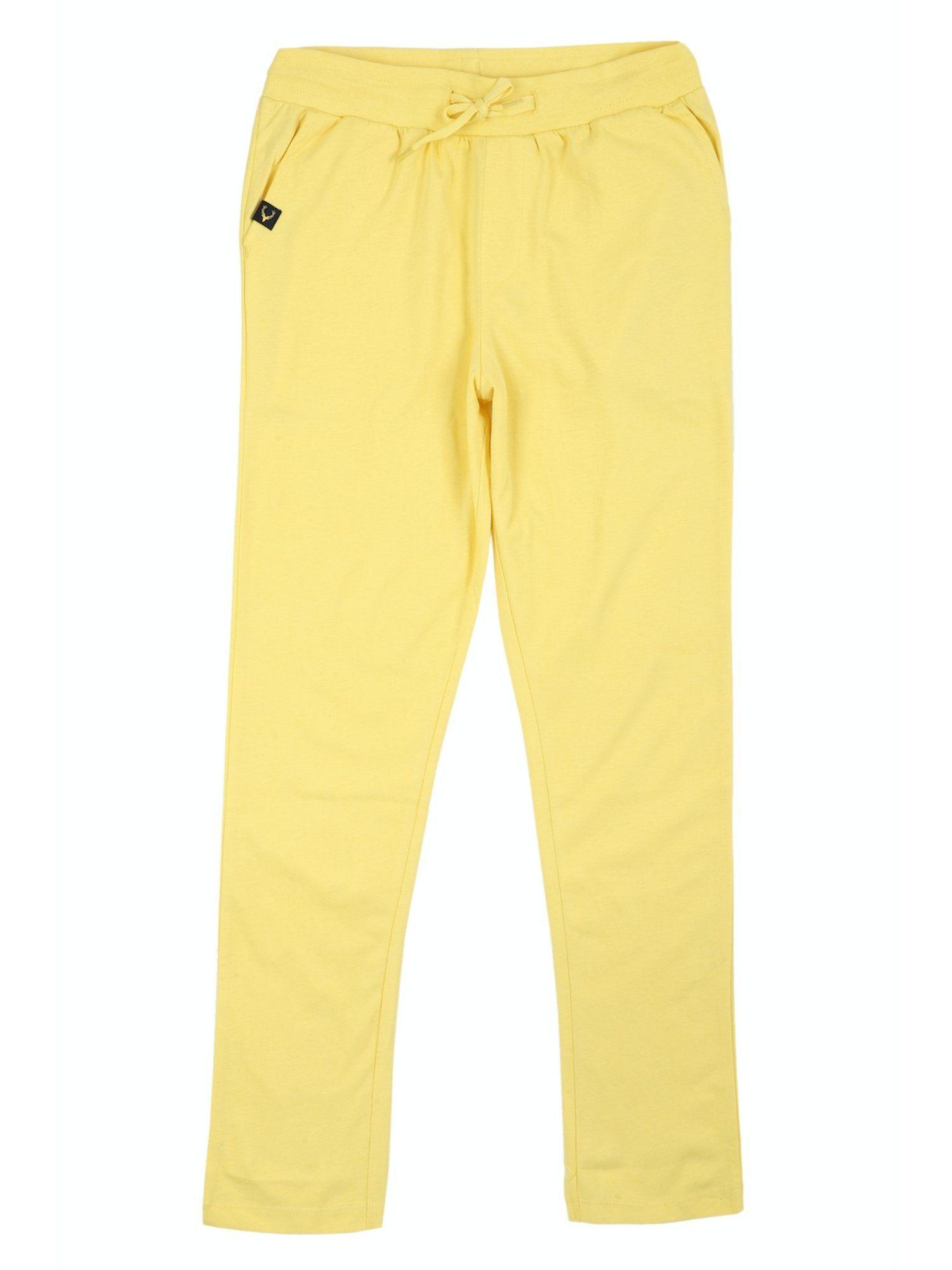 boys yellow regular fit solid track pants