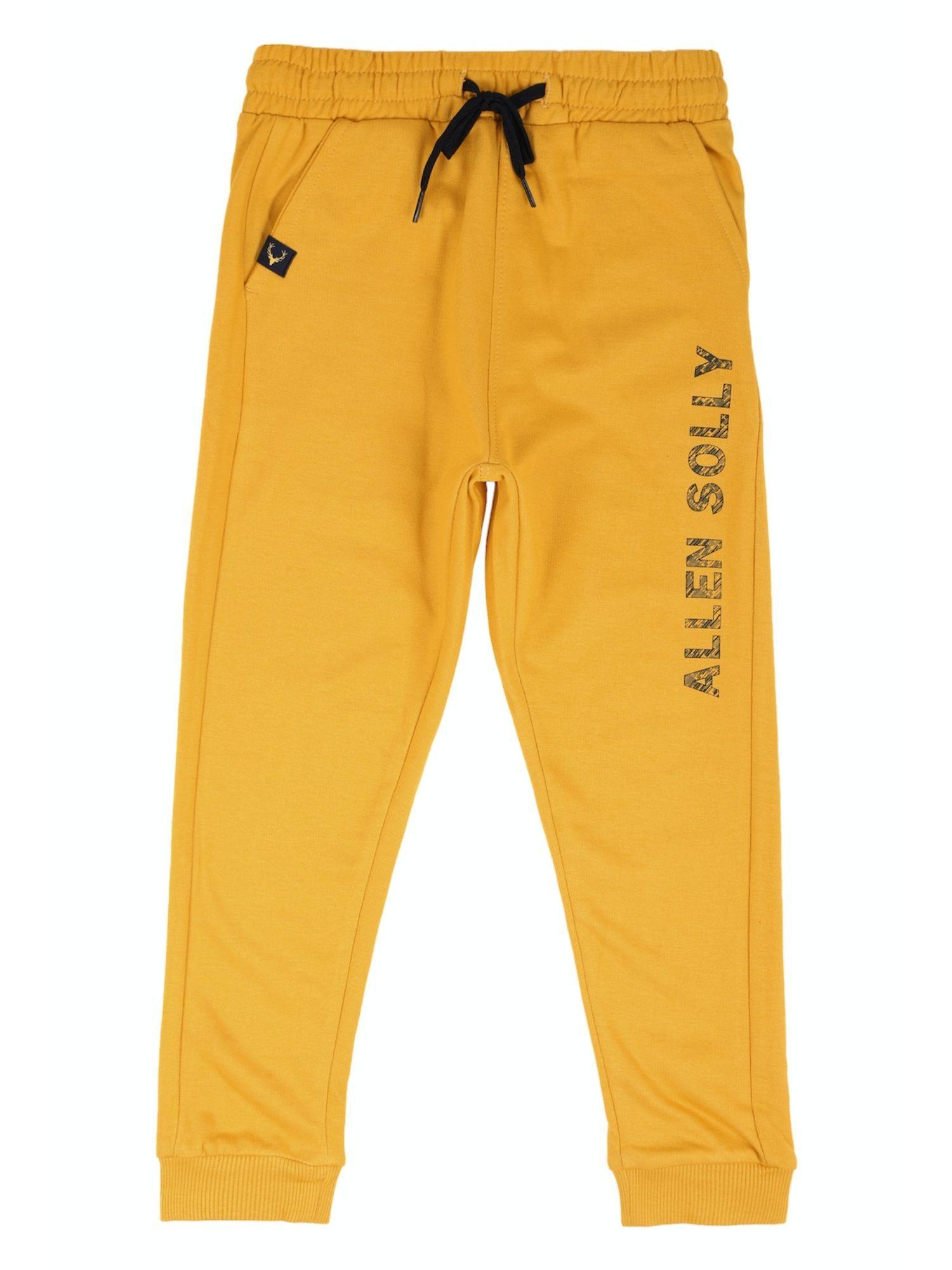boys yellow regular fit solid track pants
