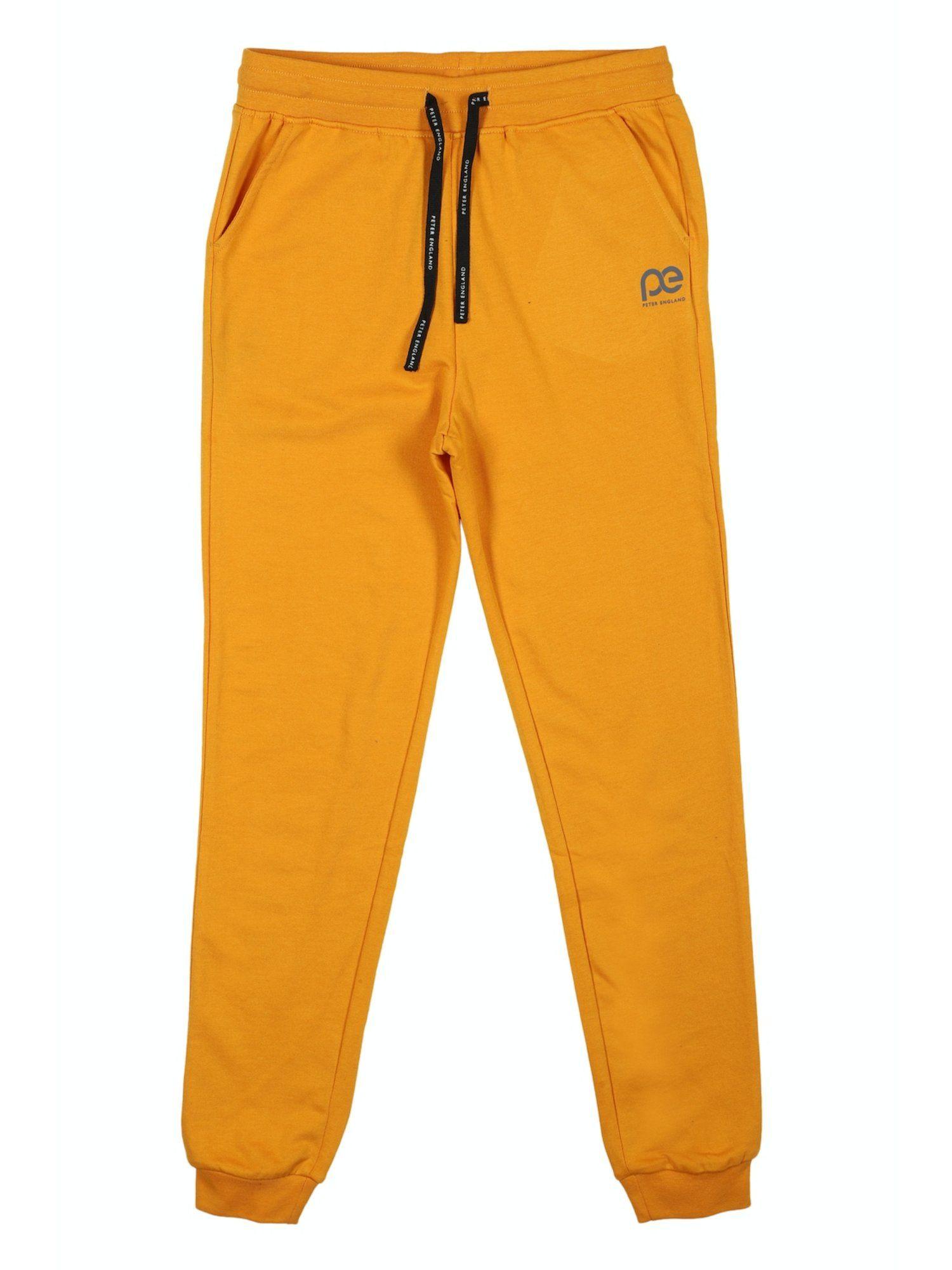 boys yellow solid jogger pants
