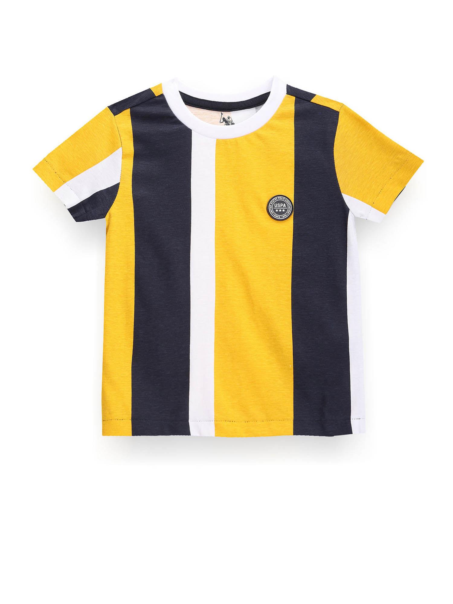 boys yellow vertical stripe cotton t-shirt